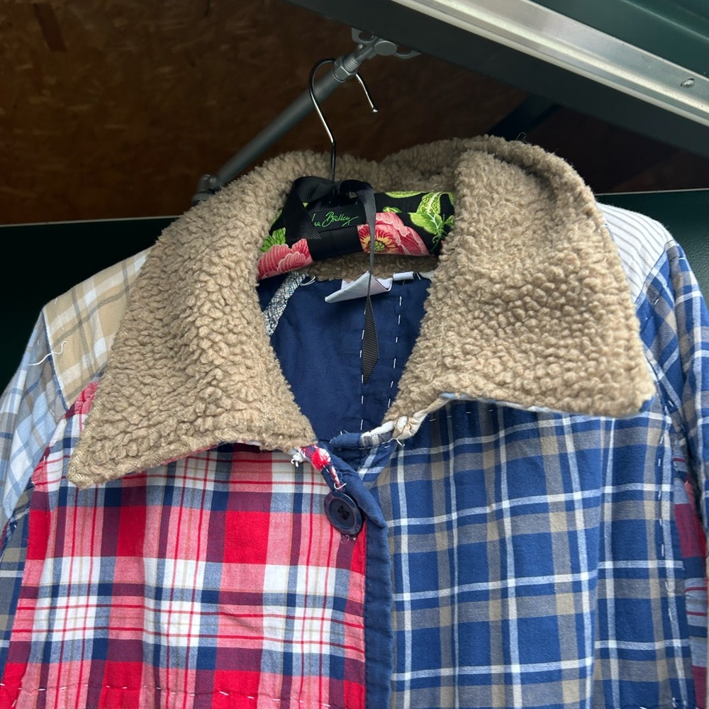 Plaid Patchwork Teddy Jacket 90s - image 2